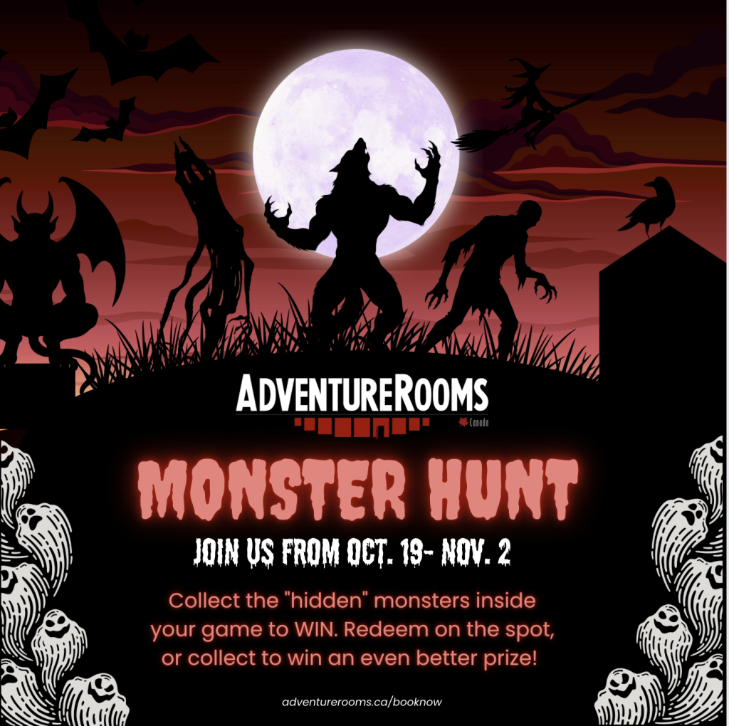 Monster Hunt at Adventure Rooms Canada Oct 19-Nov 2nd Kitchener and Niagara Falls 